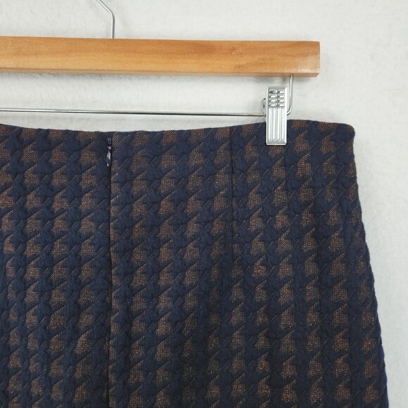 Ann Taylor Skirt Womens 10 Navy Blue Pencil Textured Jacquard Houndstooth NEW - Picture 7 of 11